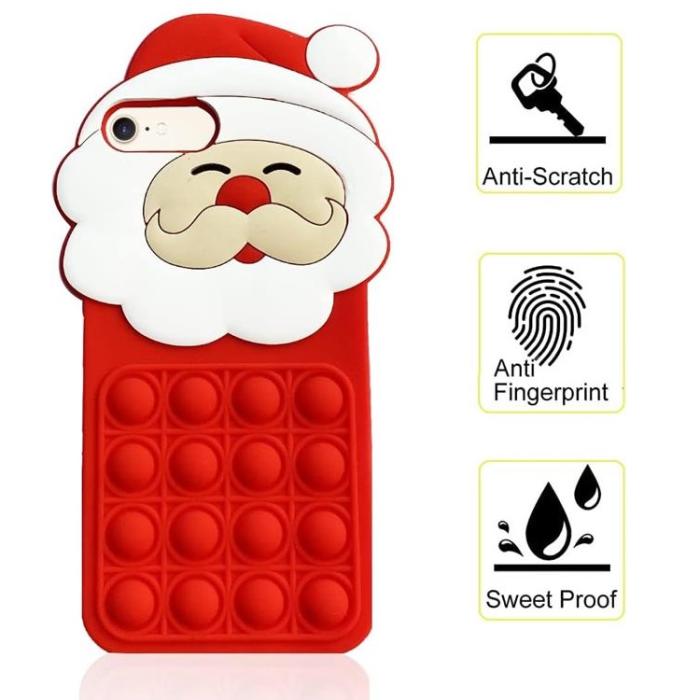 OEM - iPhone X/XS Mobilskal Silikon Santa Claus Pop It - Röd