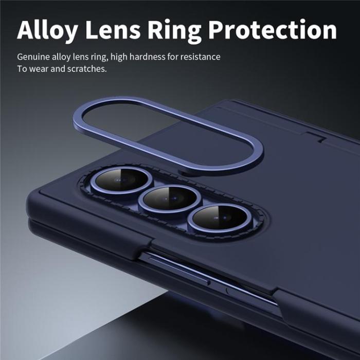 A-One Brand - Plånboksfodral För Galaxy Z Fold 8 med Härdat Glas - Blå