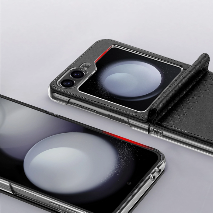 Dux Ducis - Dux Ducis Galaxy Z Flip 6 Plånboksfodral Brill Läder - Svart