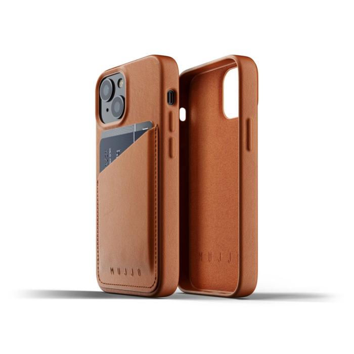 Mujjo - Mujjo Full Läder Plånboksfodral iPhone 13 Mini - Tan
