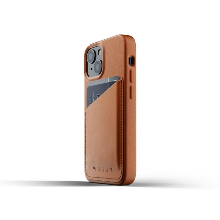 Mujjo - Mujjo Full Läder Plånboksfodral iPhone 13 Mini - Tan