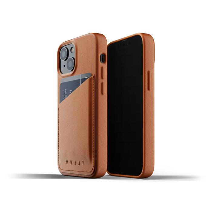 Mujjo - Mujjo Full Läder Plånboksfodral iPhone 13 Mini - Tan