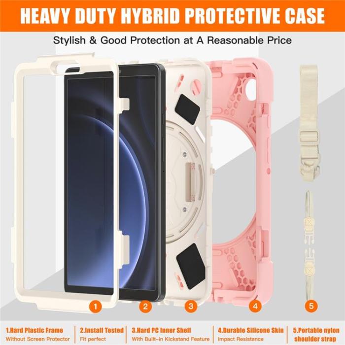 A-One Brand - Galaxy Tab A9 Skal Kickstand Handrem Med Axelrem - Rosa