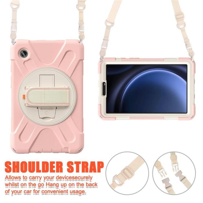 A-One Brand - Galaxy Tab A9 Skal Kickstand Handrem Med Axelrem - Rosa