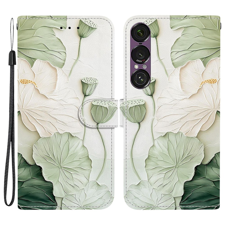 Sony Xperia 1 VII Plånboksfodral Pattern Printing - Lotus | 2353 | AlltMobil