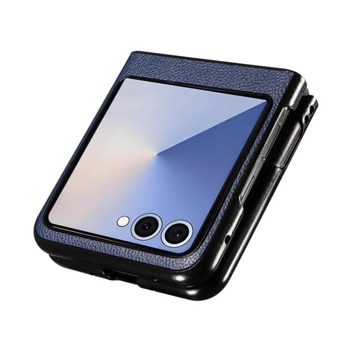 A-One Brand - Galaxy Z Flip 7 Mobilskal Litchi Texture Läder - Mörkblå