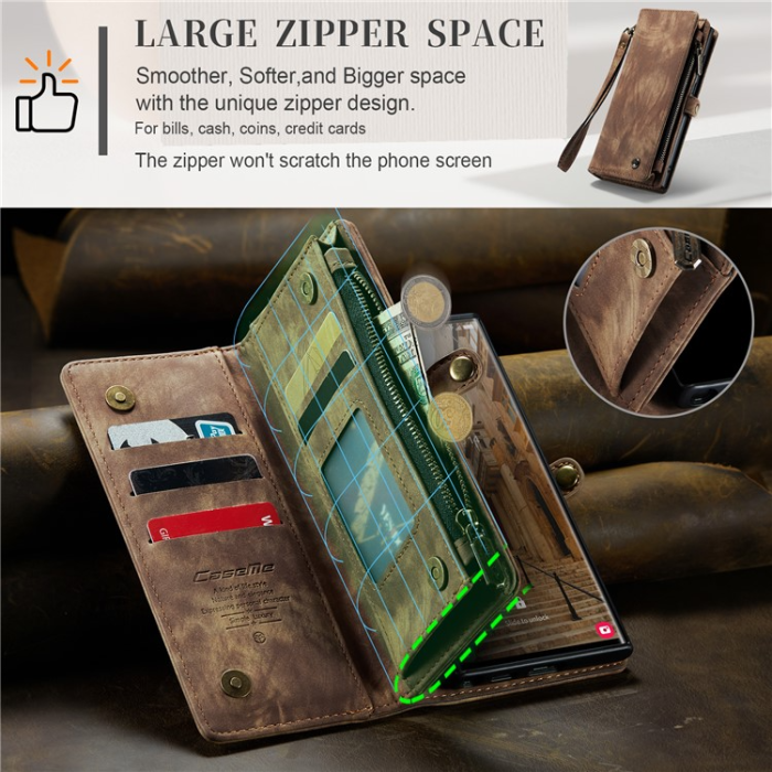 Caseme - Caseme Galaxy S23 Ultra Plånboksfodral Detachable - Brun