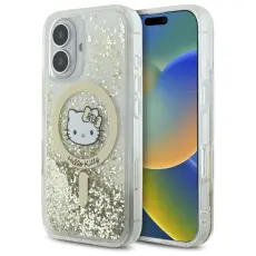 Hello Kitty - Hello Kitty Mobilskal till iPhone 16 MagSafe Liquid Glitter - Vit Guld