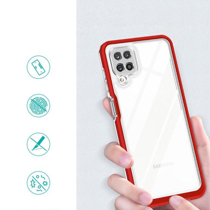 OEM - Galaxy A12 5G Skal Clear 3in1 - Röd