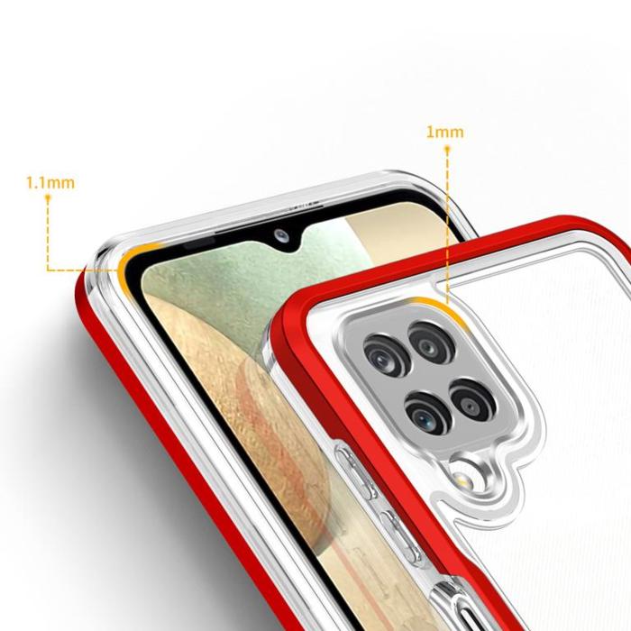 OEM - Galaxy A12 5G Skal Clear 3in1 - Röd