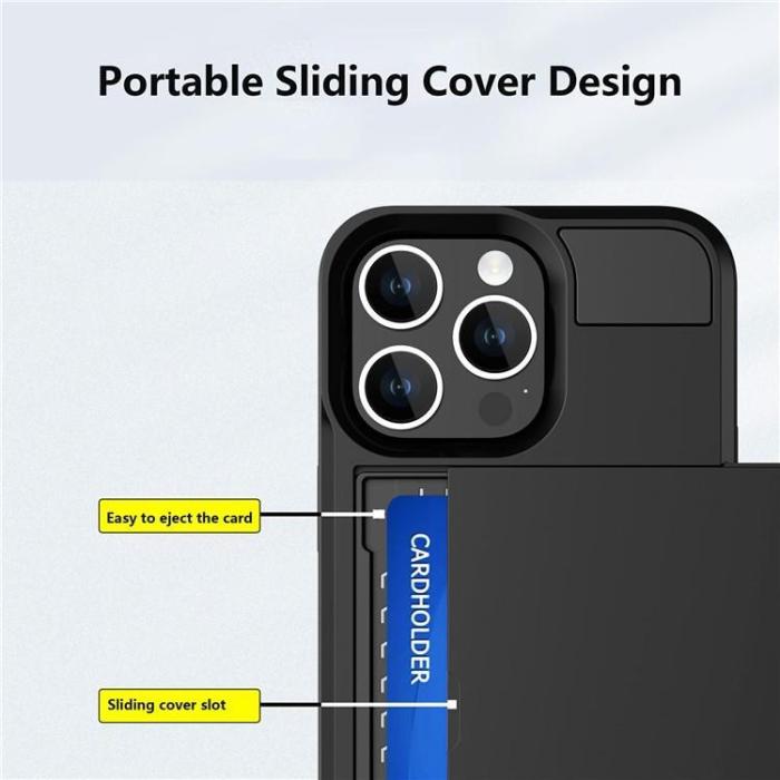OEM - iPhone 15 Mobilskal Korthållare - Svart