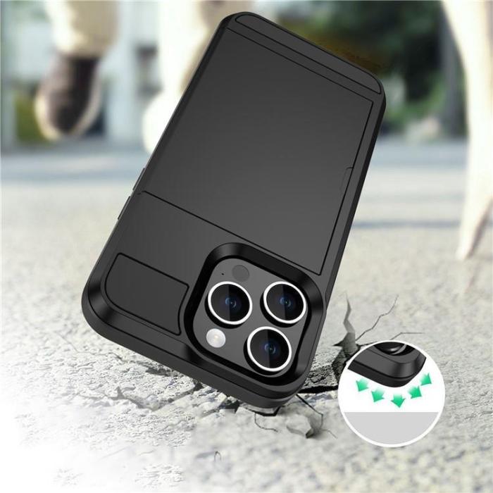 OEM - iPhone 15 Mobilskal Korthållare - Svart