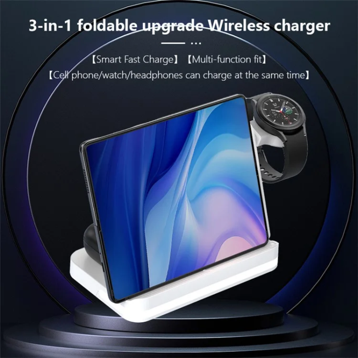 OEM - 3in1 Trådlös Laddare Samsung Galaxy, Buds, Watch B26 - Svart