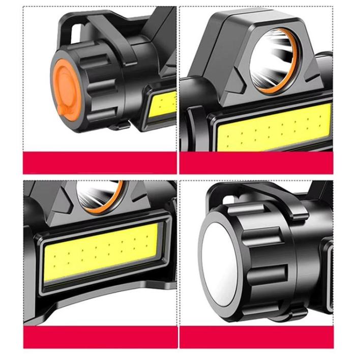 OEM - 4in1 Huvud Ficklampa LED med Magnet och Batteri - Svart