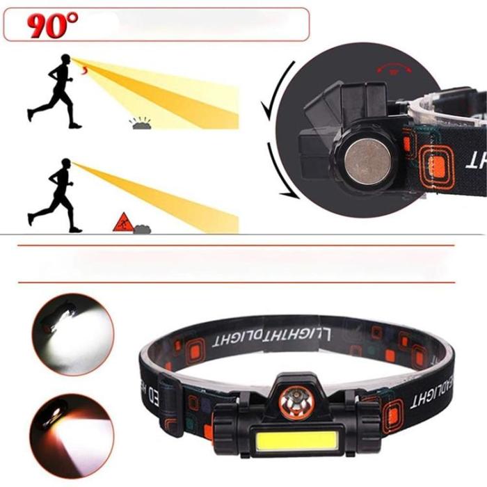 OEM - 4in1 Huvud Ficklampa LED med Magnet och Batteri - Svart