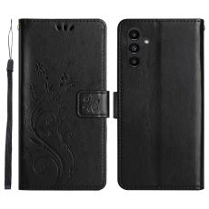 OEM - Samsung Galaxy S26 Plus Pl&aring;nboksfodral Konstl&auml;der Fj&auml;ril Blomma - Svart