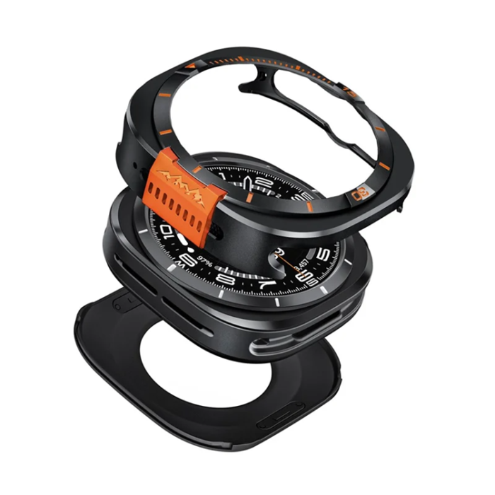 A-One Brand - Metallskal För Galaxy Watch Ultra 47mm (2025) - Svart/Orange