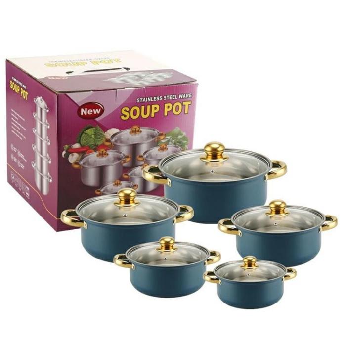 OEM - [5-pack] Ångkokare i Rostfritt Stål med Glaslock för Hem, Hotell - Blå