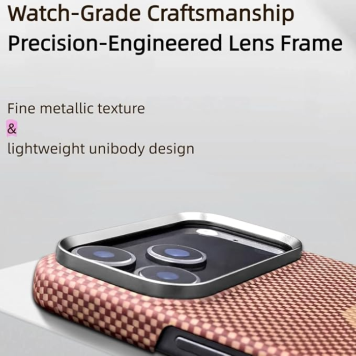 A-One Brand - iPhone 17 Mobilskal MagSafe Kevlar Metal Ring - Sun Röd