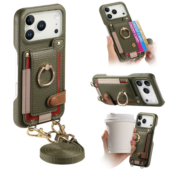 A-One Brand - iPhone 17 Pro Max Mobilskal med Korthållare Ring Kickstand