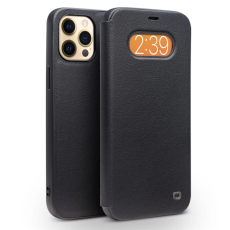 QIALINO - QIALINO iPhone 12 Pro Max Fodral Äkta Läder Cowhide - Svart