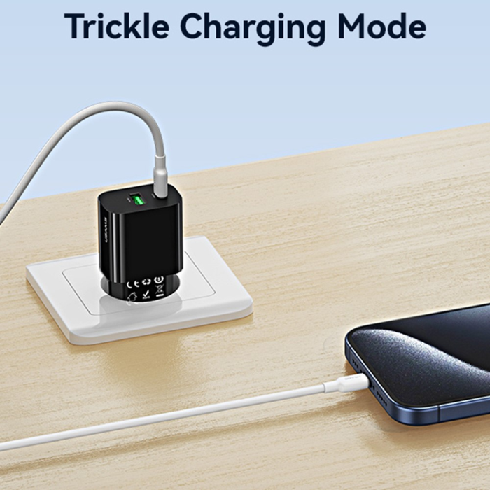 USAMS - USAMS Snabbladdare 30W USB-A - USB-C EU CC316 T65 - Svart