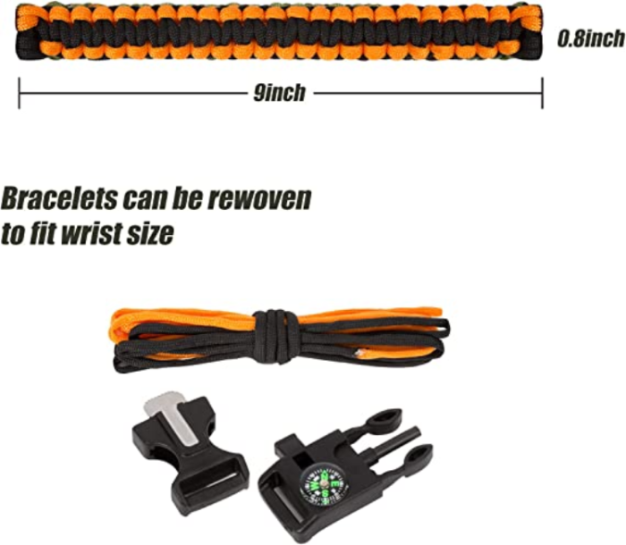 OEM - Överlevnadsarmband Paracord l Kompass , Visselpipa , Flintbrandstartare - Orange