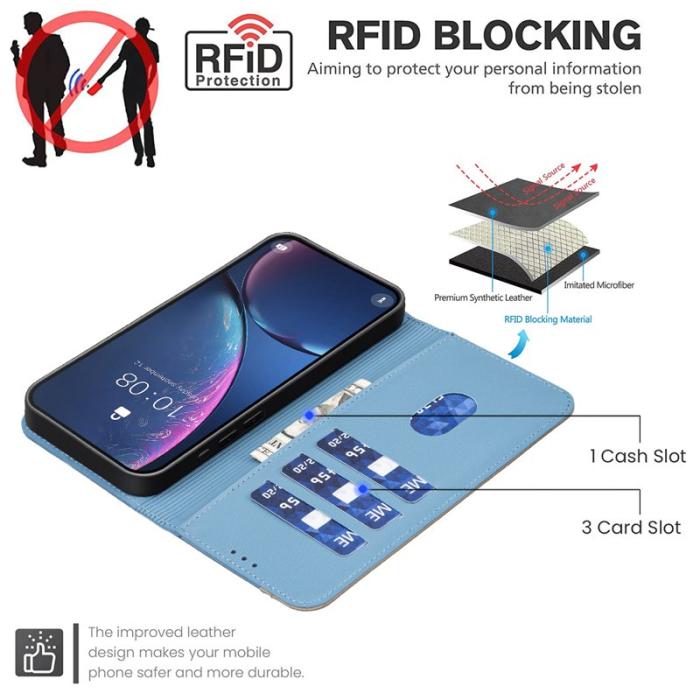 BINFEN COLOR - BINFEN Samsung Galaxy A57 Plånboksfodral Konstläder RFID Skydd - Blå
