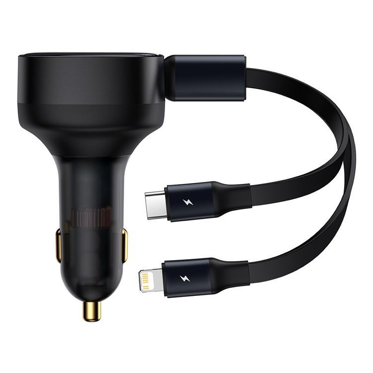 Baseus Retractable 2in1 Billaddare 30W - Svart | 505295 | AlltMobil