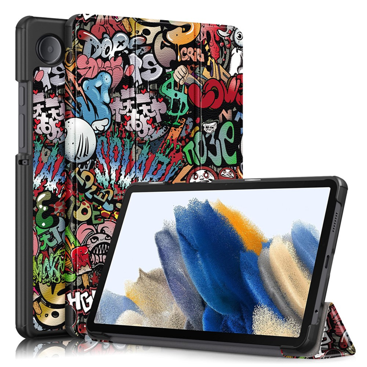 Galaxy Tab A9 Fodral Pattern Printing Tri-fold Läder (Graffiti) | 2353 | AlltMobil