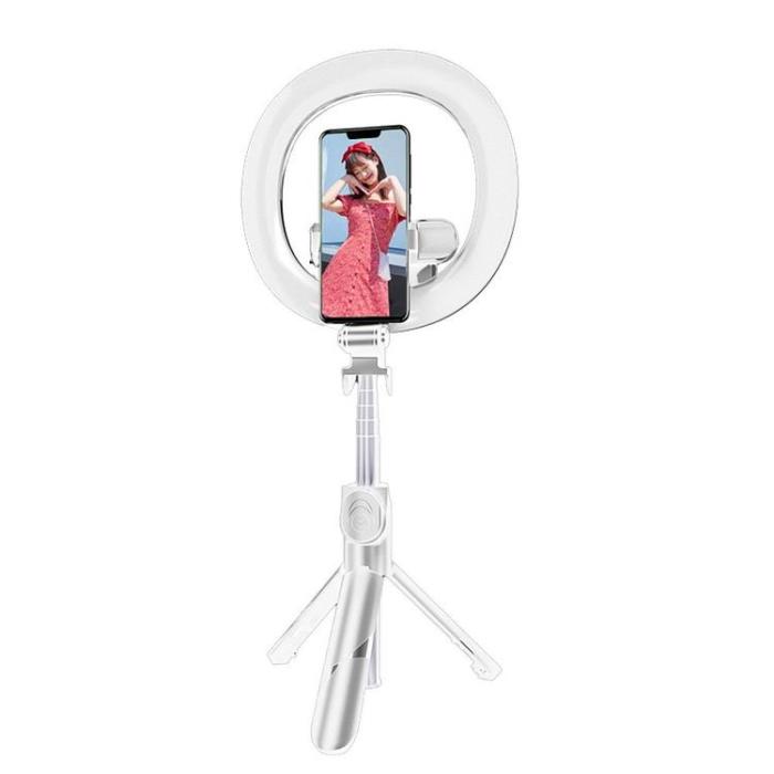 OEM - LED Ring light Tripod/Selfiestick med fjärrkontroll - Vit