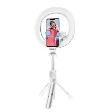 OEM - LED Ring light Tripod/Selfiestick med fjärrkontroll - Vit