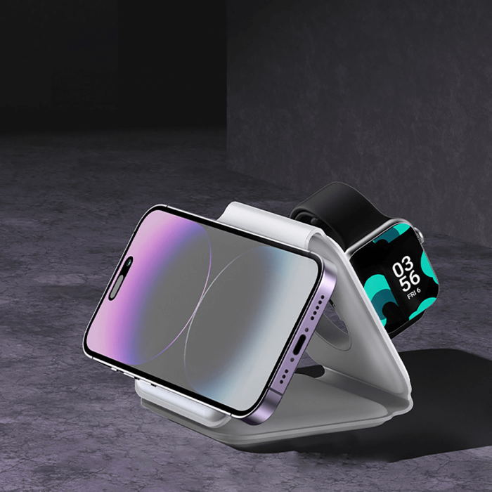 Dudao - Dudao 3-in-1 Trådlös Laddare Induktionsladdare 15W - Vit