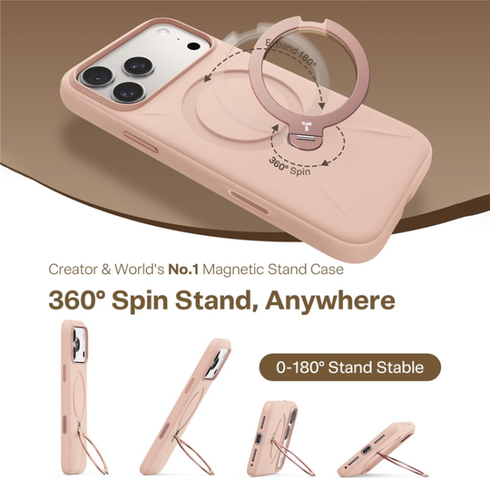 Torras - TORRAS iPhone 17 Pro Mobilskal MagSafe Ostand Q Pro - Rosa