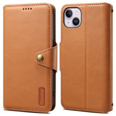 DENIOR - DENIOR iPhone 14 Plus St&ouml;tt&aring;ligt Pl&aring;nboksfodral Konstl&auml;der Khaki