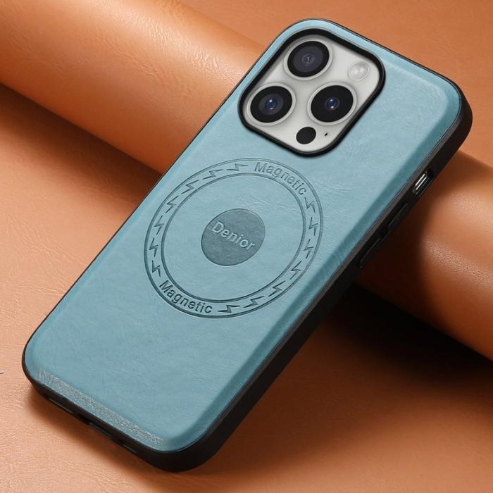 DENIOR - DENIOR A10 Mobilskal till iPhone 16 Pro Max Äkta Läder Blå