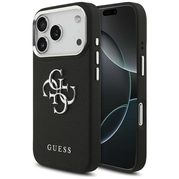Guess iPhone 17 Pro Mobilskal Grained Big 4G Classic Logo - Svart | 2353 | AlltMobil