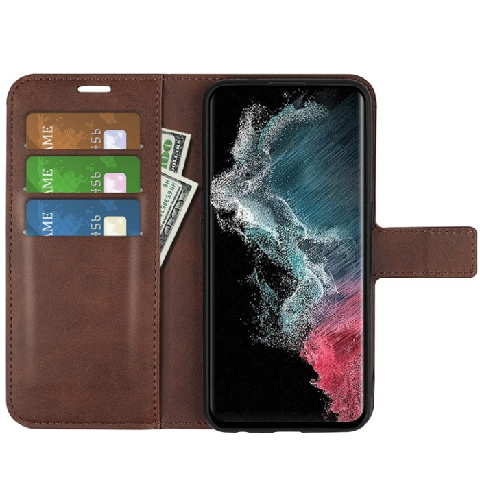 OEM - Galaxy S23 Ultra Plånboksfodral Folio Flip - Brun