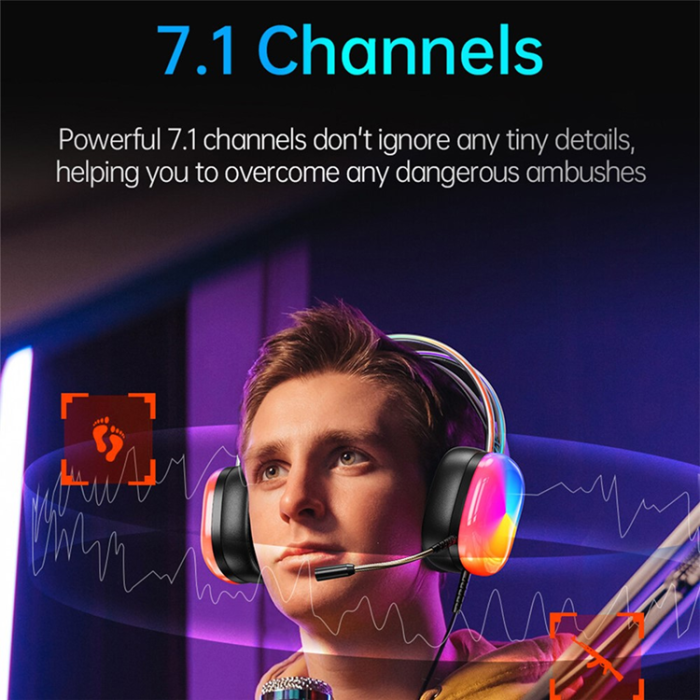 Awei - AWEI Over-Ear Gaming Trådbundna Hörlurar Färgglatt Ljus E-Sports USB GM-11pro