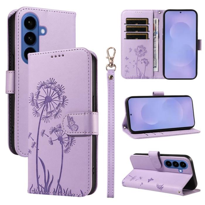 OEM - Samsung Galaxy S26+ Plånboksfodral Konstläder Med Rem Dandelion - Lila