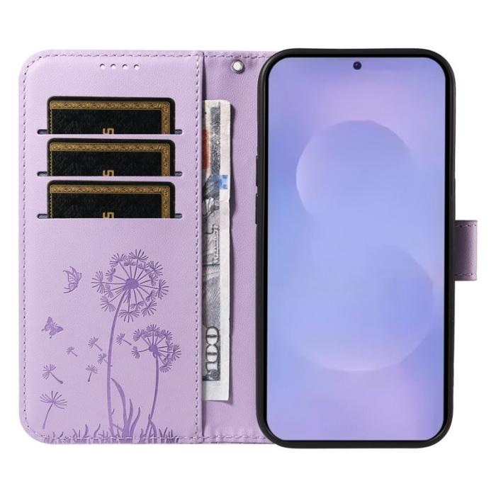 OEM - Samsung Galaxy S26+ Plånboksfodral Konstläder Med Rem Dandelion - Lila
