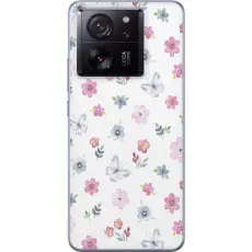 Gustaf - Mobilskal till Xiaomi 13T med Blommor och fj&auml;rillar