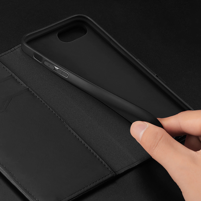 Dux Ducis - Dux Ducis iPhone 16e Plånboksfodral Äkta Läder Hivo - Svart