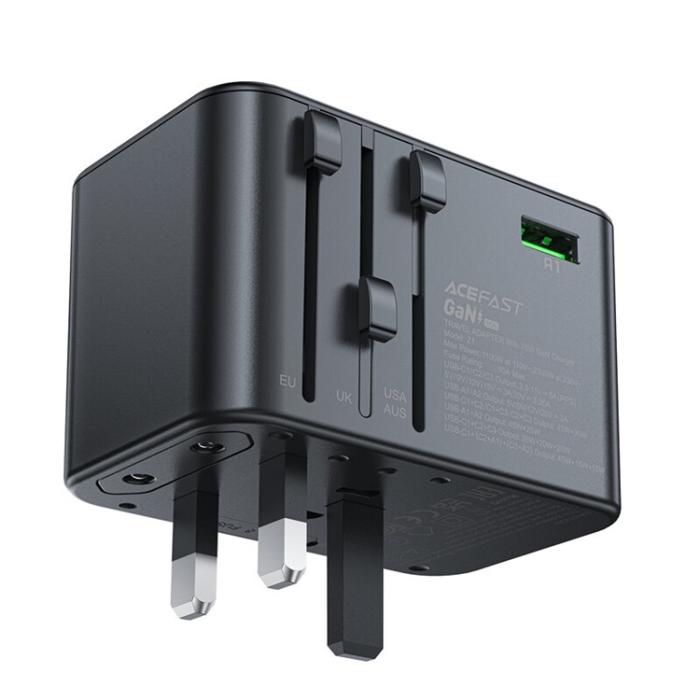Acefast - Acefast Reseladdare Adaptrar 3x USB-C/2x USB-A - Svart