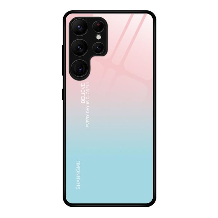OEM - Mobilskal för Samsung Galaxy S26 Ultra Härdat glas Plast - Gradient Rosa Blå