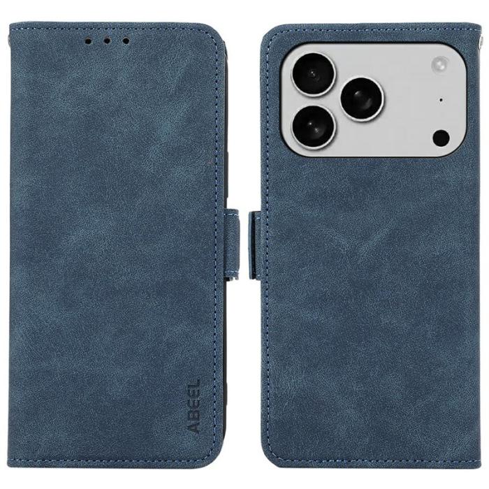 ABEEL - ABEEL Mobilskal till iPhone 17 Pro KonstLäder Folio Ställ Blå