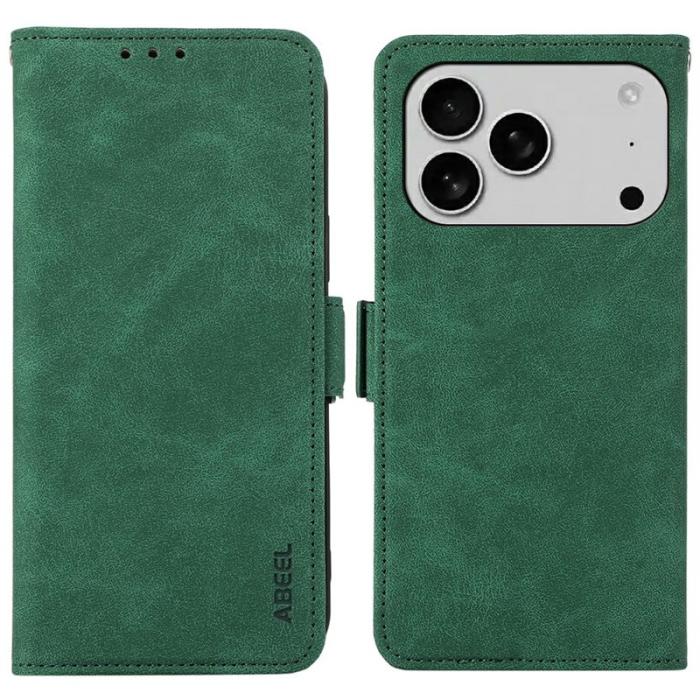 ABEEL - ABEEL Mobilskal till iPhone 17 Pro KonstLäder Folio Ställ Grön