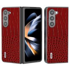 ABEEL - ABEEL Samsung Galaxy Z Fold5 Pl&aring;nboksfodral &Auml;kta L&auml;der R&ouml;d