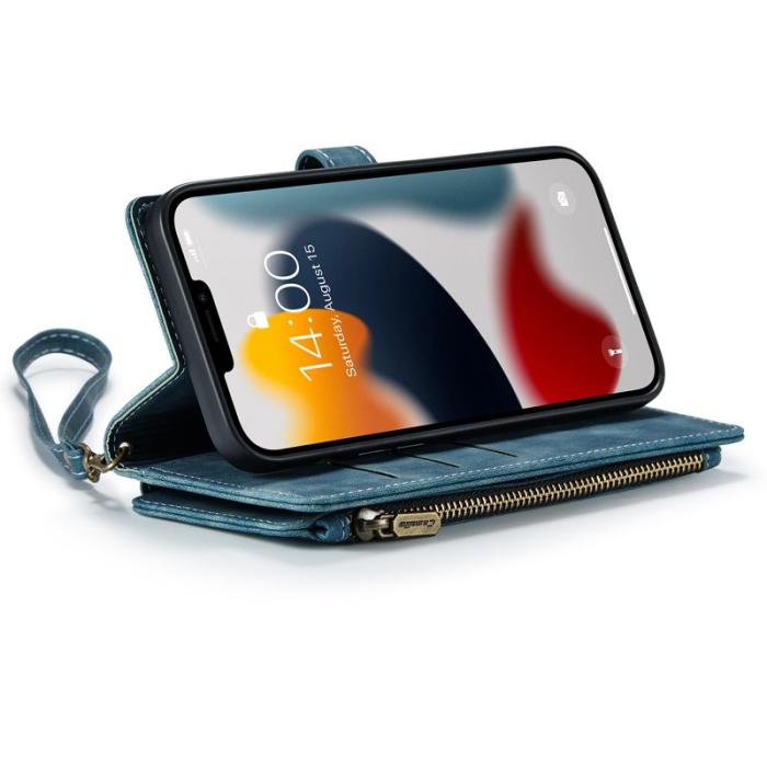 Caseme - CASEME Konstläder Plånboksfodral för iPhone 12 Pro Max med Rem - Blå