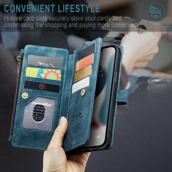 Caseme - CASEME Konstläder Plånboksfodral för iPhone 12 Pro Max med Rem - Blå